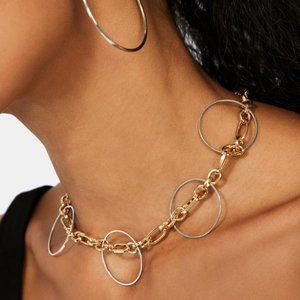 Dolls Kill Chain Loop Gold Silver Choker Necklace